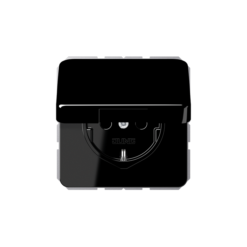 Розетка с/з с крышкой "Черный" CD