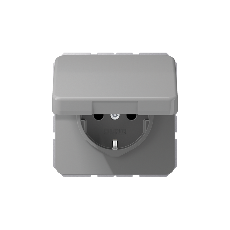 Розетка с/з с крышкой "Тёмно-серый" CD