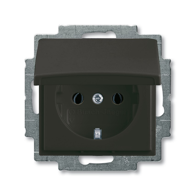 Розетка с/з с крышкой "Château - Черный" Basic 55