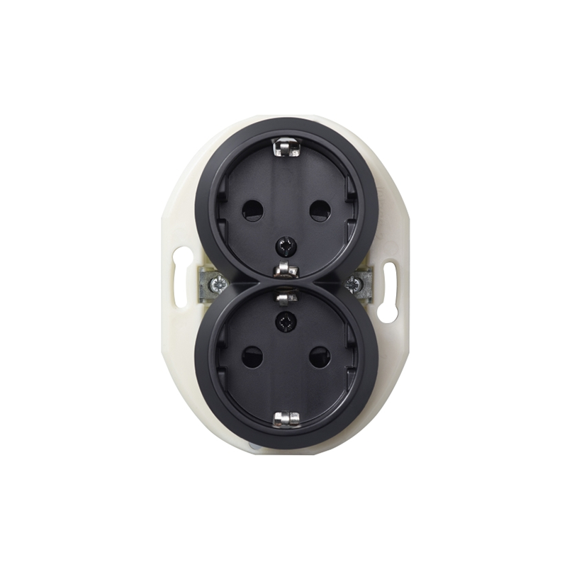 Розетка 1+1 с/з "Черный" Renova