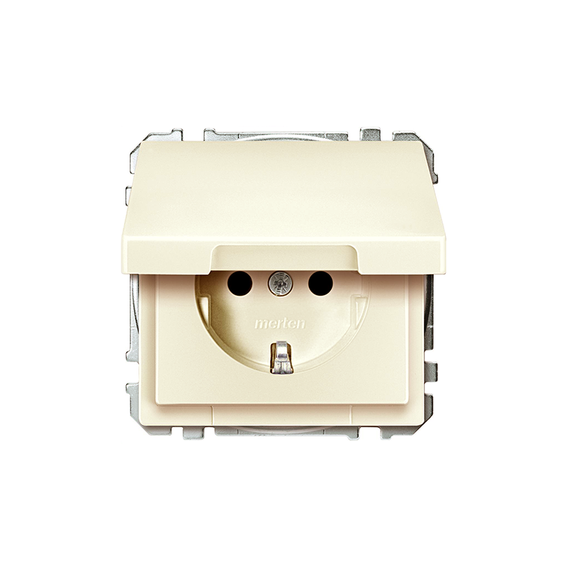 Розетка с/з с крышкой "Бежевый" System Design