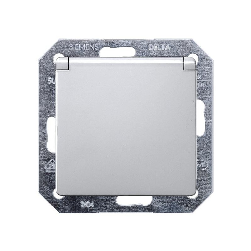 Розетка с/з с крышкой "Алюминий" Delta Line