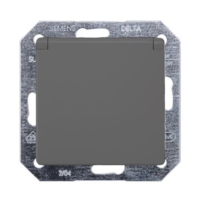 Розетка с/з с крышкой "Чёрный" Delta Line