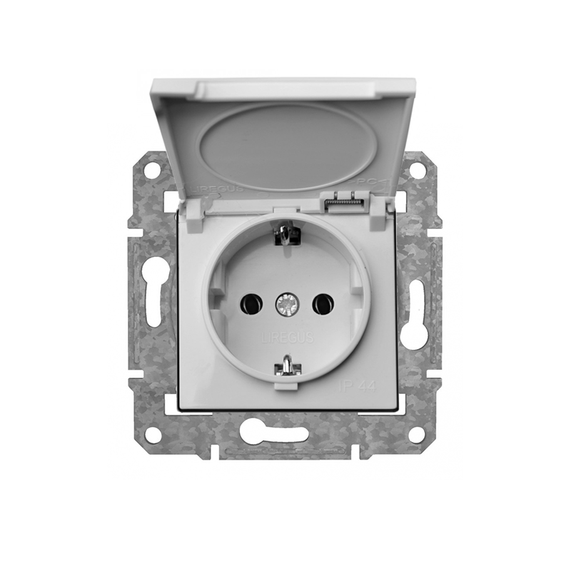 Розетка с/з с крышкой "Белый" Epsilon