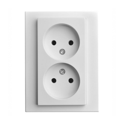 Розетка 1+1 б/з "Белый" Epsilon