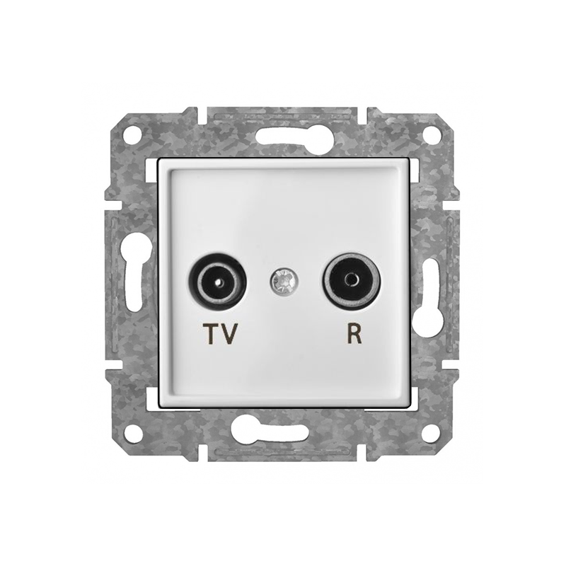 Розетка TV+R проходная "Белый" Epsilon