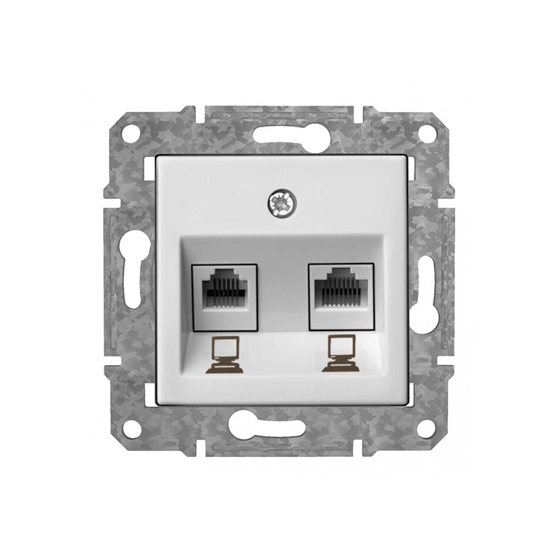Розетка Компьютерная 2xRJ45 Cat6 "Белый" Epsilon
