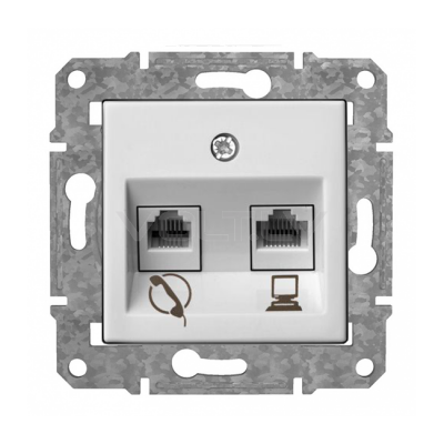 Rozete RJ11 Cat3 X RJ45 Cat6 "Balts" Epsilon