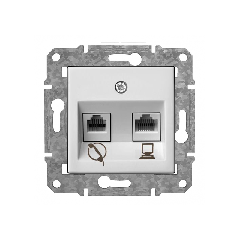 Rozete RJ11 Cat3 X RJ45 Cat6 "Balts" Epsilon