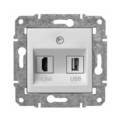 Rozete HDMI+USB "Balts" Epsilon