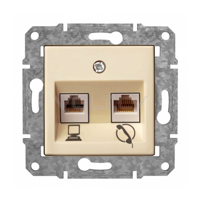 Розетка RJ11 Cat3 X RJ45 Cat6 "Бежевый" Epsilon