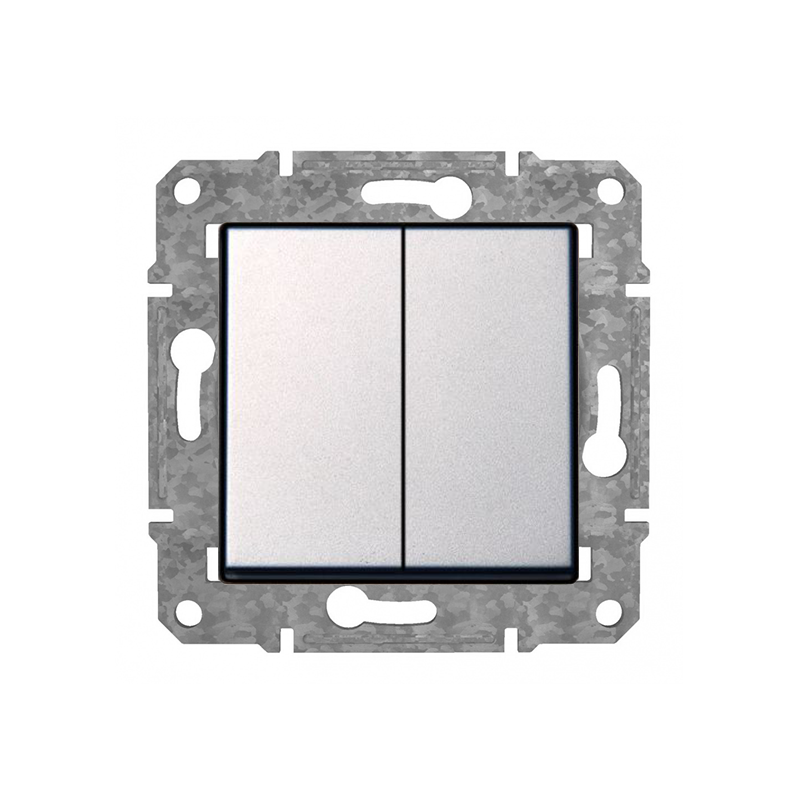 Переключатель 1+1 "Алюминий" Epsilon