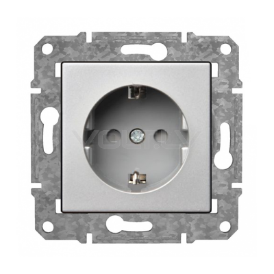 Розетка с/з с детской защитой "Алюминий" Epsilon
