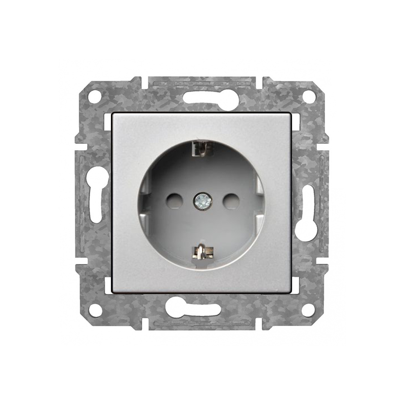 Розетка с/з с детской защитой "Алюминий" Epsilon