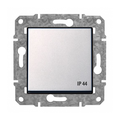 Розетка с/з с крышкой "Алюминий" Epsilon