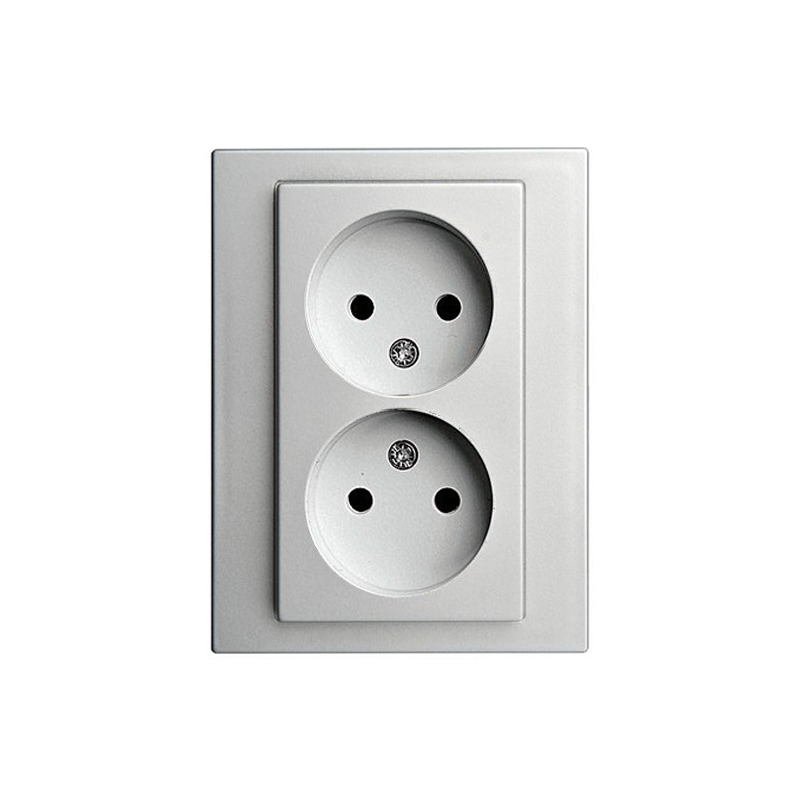 Розетка 1+1 б/з "Алюминий" Epsilon