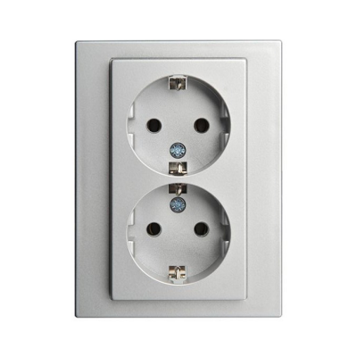 Розетка 1+1 с/з "Алюминий" Epsilon