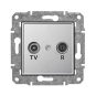 Розетка TV+R проходная "Алюминий" Epsilon