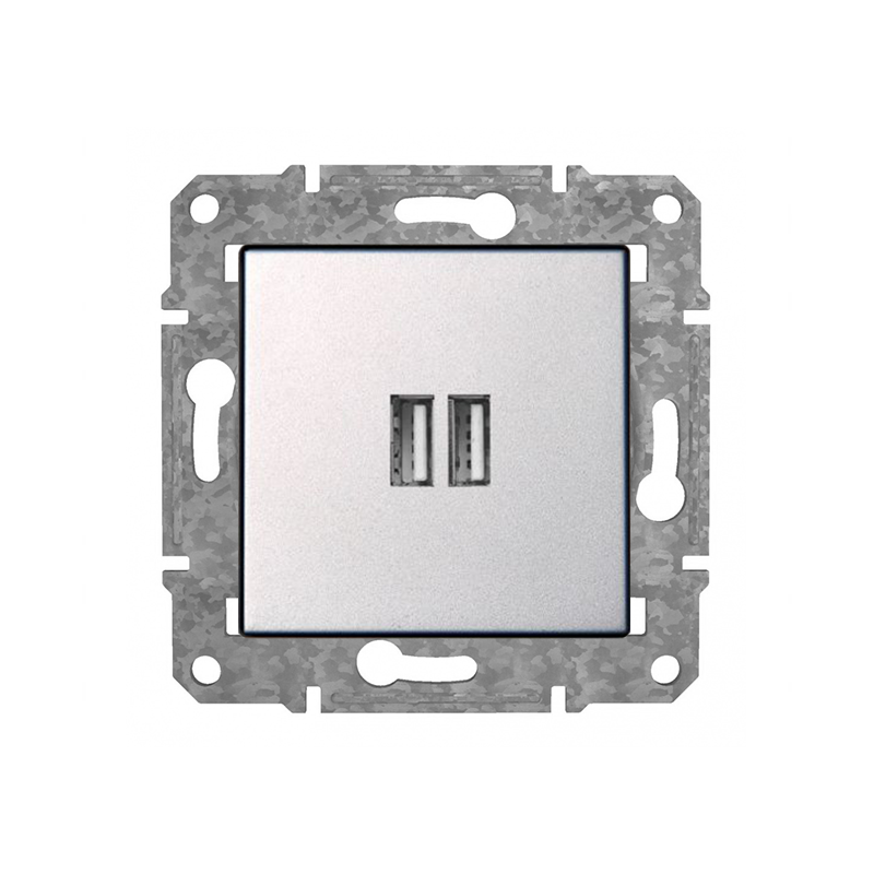 Розетка USB+USB "Алюминий" Epsilon