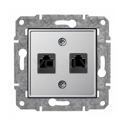 Розетка Компьютерная 2xRJ45 Cat6 "Алюминий" Epsilon