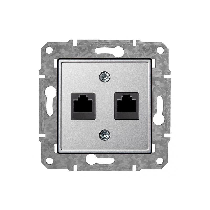 Розетка Компьютерная 2xRJ45 Cat6 "Алюминий" Epsilon