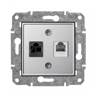 Розетка RJ11 Cat3 X RJ45 Cat6 "Алюминий" Epsilon