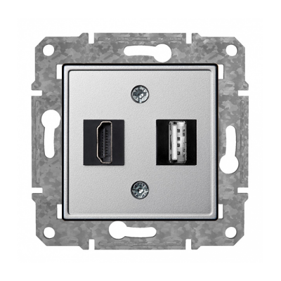 Rozete HDMI+USB "Alumīnijs" Epsilon