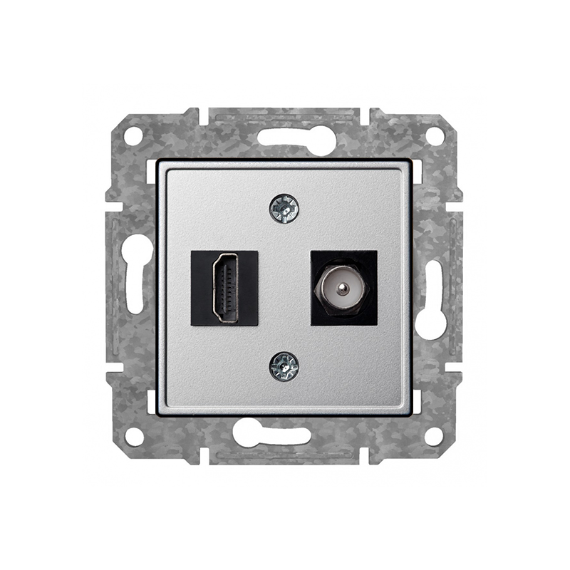 Розетка HDMI+TV "Алюминий" Epsilon