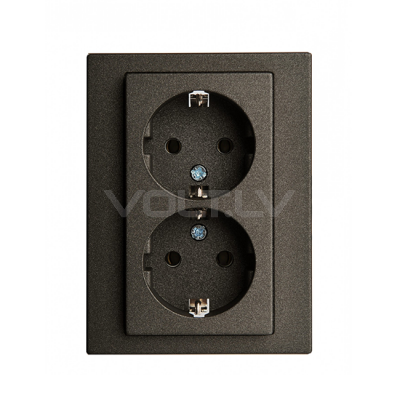 Розетка 1+1 с/з "Антрацит" Epsilon