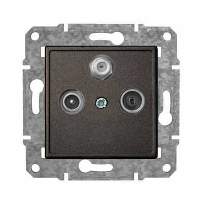 Розетка TV+R+SAT проходная "Антрацит" Epsilon