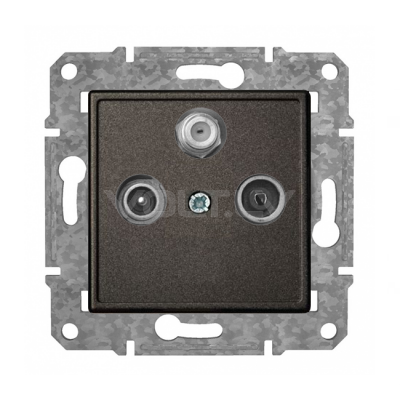 Розетка TV+R+SAT проходная "Антрацит" Epsilon