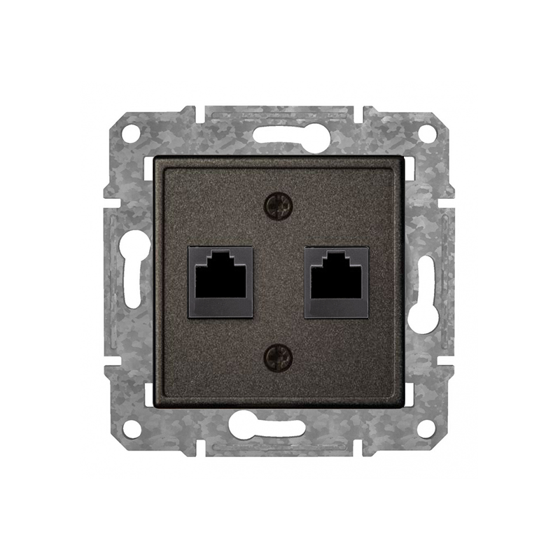 Rozete Internets 2xRJ45 Cat6 "Antracīts" Epsilon