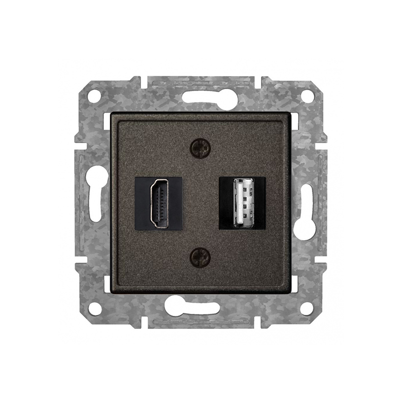 Rozete HDMI+USB "Antracīts" Epsilon
