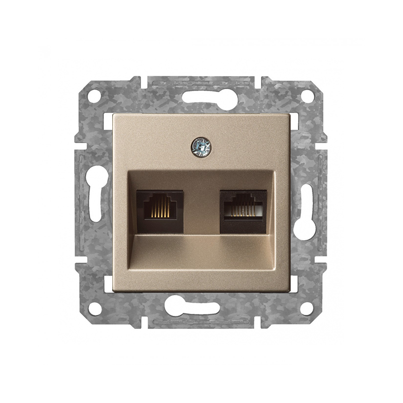 Rozete RJ11 Cat3 X RJ45 Cat6 "Šampanietis" Epsilon