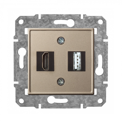 Rozete HDMI+USB "Šampanietis" Epsilon