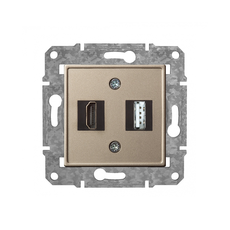 Rozete HDMI+USB "Šampanietis" Epsilon