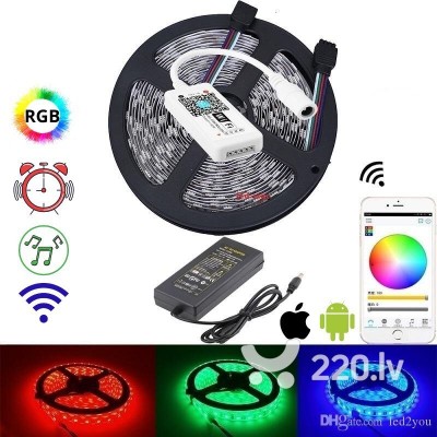 RGB LED lentes komplekts 5m ar WIFI vadību IP20 60leds/m nopirkt Rīgā