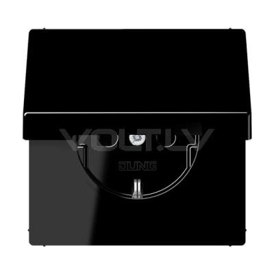 Розетка с/з с крышкой "Чёрный" LS 990