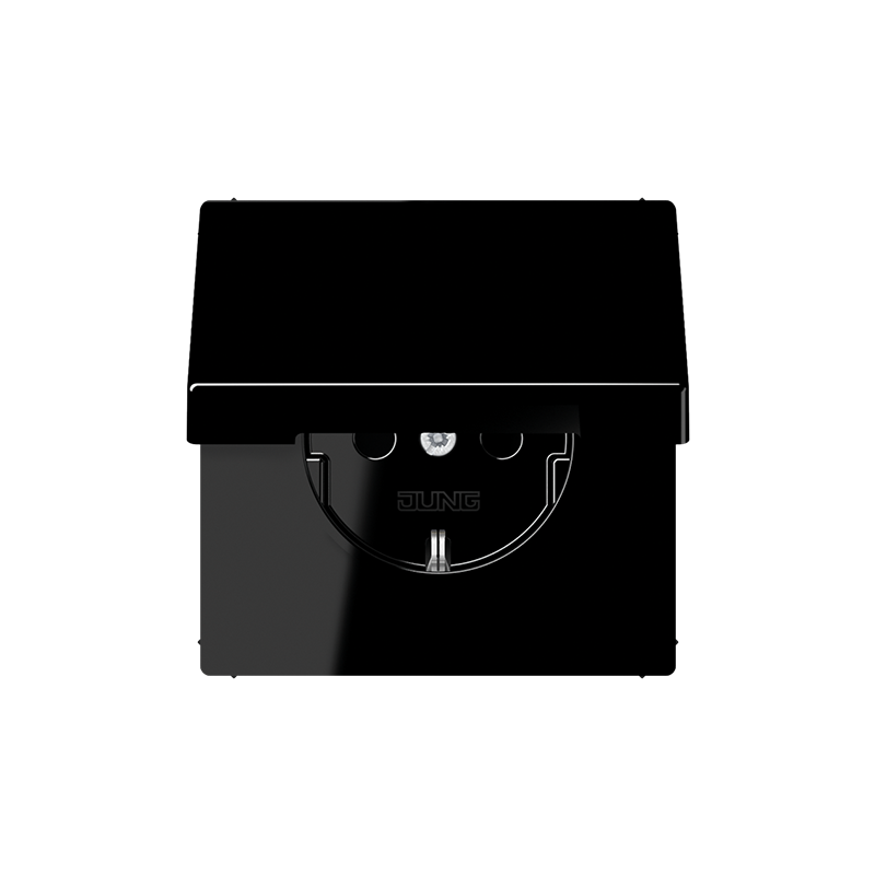 Розетка с/з с крышкой "Чёрный" LS 990