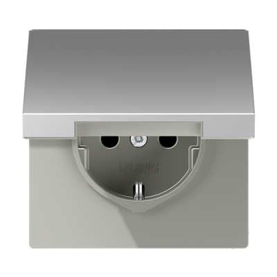 Розетка с/з с крышкой LS Aluminium