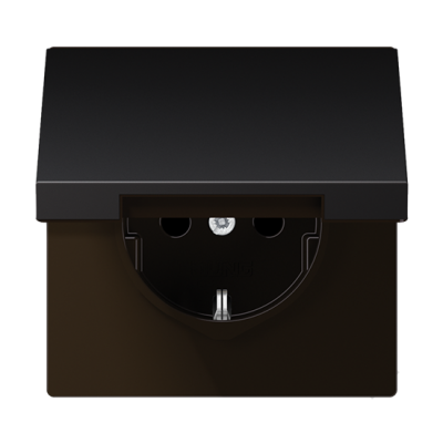 Розетка с/з с крышкой LS Dark