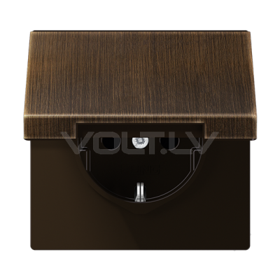 Розетка с/з с крышкой "Латунь" LS Antik