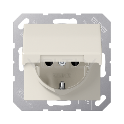 Розетка с/з с крышкой "Бежевый" AS 500