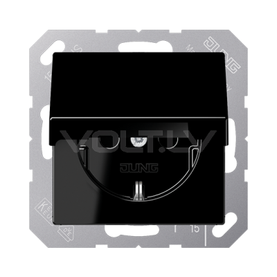 Розетка с/з с крышкой "Чёрный" A