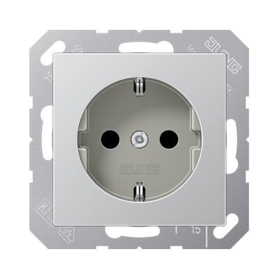 Розетка с/з с детской защитой "Алюминий" A