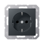 Розетка с/з с детской защитой "Антрацит" A