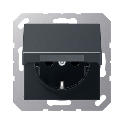 Розетка с/з с крышкой "Антрацит" A